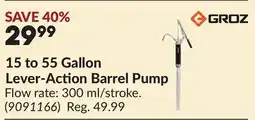 Princess Auto 15 to 55 Gallon Lever-Action Barrel Pump offer