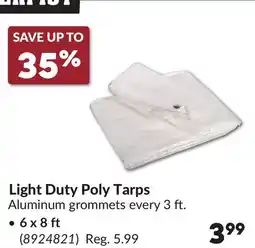 Princess Auto Light Duty Poly Tarps offer