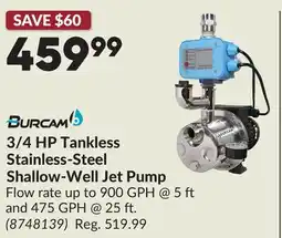 Princess Auto 3/4 HP Tankless Stainless-Steel Shallow-Well Jet Pump offer