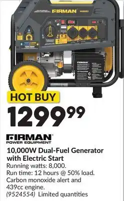 Princess Auto 10,000W Dual-Fuel Generator with Electric Start offer