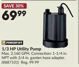 Princess Auto POWERFIST 1/3 HP Utility Pump offer