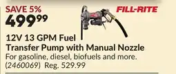 Princess Auto 12V 13 GPM Fuel Transfer Pump with Manual Nozzle offer