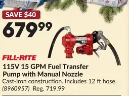 Princess Auto 115V 15 GPM Fuel Transfer Pump with Manual Nozzle offer