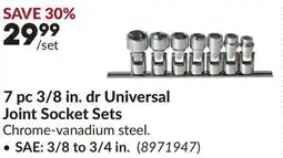 Princess Auto 7 pc 3/8 in. dr Universal Joint Socket Sets offer