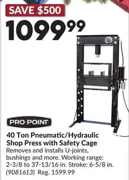 Princess Auto 40 Ton Pneumatic/Hydraulic Shop Press with Safety Cage offer
