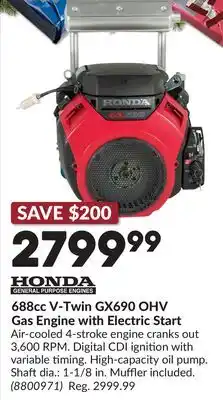 Princess Auto 688cc V-Twin GX690 OHV Gas Engine with Electric Start offer