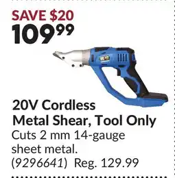 Princess Auto 20V Cordless Metal Shear, Tool Only offer