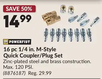 Princess Auto 16 pc 1/4 in. M-Style Quick Coupler/Plug Set offer