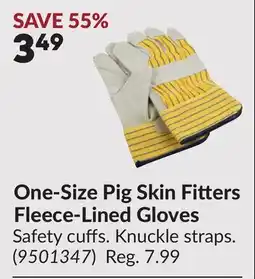 Princess Auto One-Size Pig Skin Fitters Fleece-Lined Gloves offer