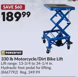 Princess Auto 330 lb Motorcycle/Dirt Bike Lift offer