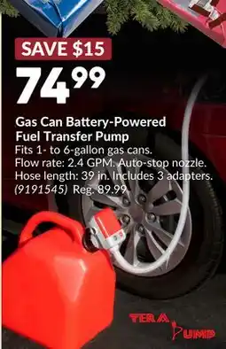 Princess Auto Gas Can Battery-Powered Fuel Transfer Pump offer