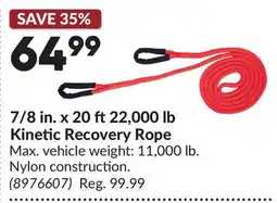 Princess Auto 7/8 in. x 20 ft22,000 lb Kinetic Recovery Rope offer