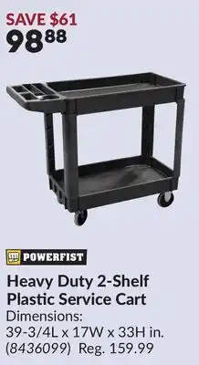 Princess Auto Heavy Duty 2-Shelf Plastic Service Cart offer