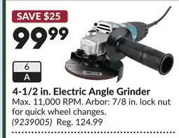 Princess Auto 4-1/2 in. Electric Angle Grinder offer