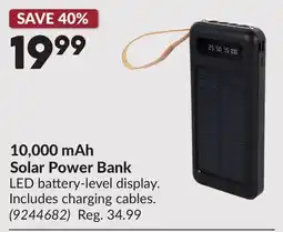 Princess Auto 10,000 mAh Solar Power Bank offer