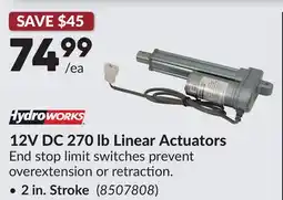 Princess Auto HYDROWORKS 2 in. Stroke 12V DC 270 lb Linear Actuators offer