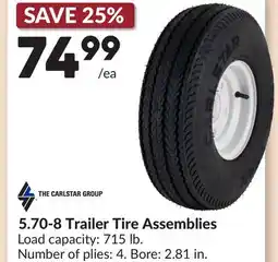 Princess Auto 5.70-8 Trailer Tire Assemblies offer