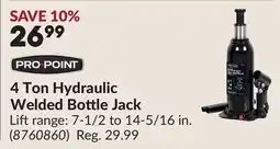 Princess Auto 4 Ton Hydraulic Welded Bottle Jack offer