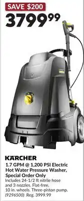 Princess Auto 1.7 GPM @ 1,200 PSI Electric Hot Water Pressure Washer, Special Order Only offer