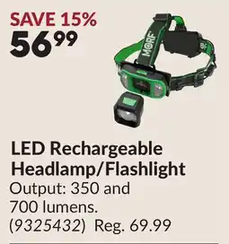 Princess Auto LED Rechargeable Headlamp/Flashlight offer