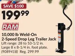 Princess Auto 10,000 lb Weld-On 2-Speed Drop Leg Trailer Jack offer