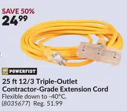 Princess Auto 25 ft12/3 Triple-Outlet Contractor-Grade Extension Cord offer