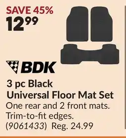 Princess Auto 3 pc Black Universal Floor Mat Set offer