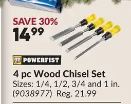 Princess Auto 4 pc Wood Chisel Set offer
