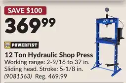 Princess Auto 12 Ton Hydraulic Shop Press offer