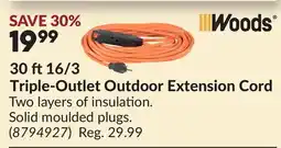 Princess Auto 30 ft 16/3 Triple-Outlet Outdoor Extension Cord offer