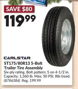 Princess Auto CARLSTAR ST175/80R13 5-Bolt Trailer Tire Assembly offer
