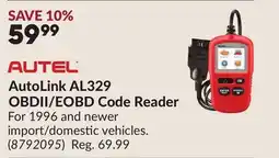 Princess Auto AutoLink AL329 OBDII/EOBD Code Reader offer