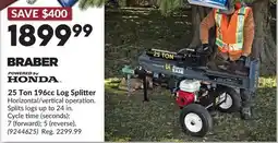 Princess Auto 25 Ton 196cc Log Splitter offer