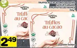 Supermarché PA TRUFFES AU CACAO BIOLOGOQUES SAVEUR CARAMEL TRUFFETTES DE FRANCE offer