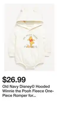Old Navy Old Navy Disney Hooded Winnie the Pooh Fleece One-Piece Romper for Baby offer