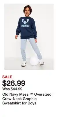 Old Navy Old Navy Messi Oversized Crew-Neck Graphic Sweatshirt for Boys offer