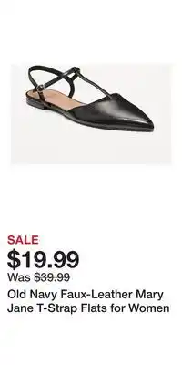 Old Navy Old Navy Faux-Leather Mary Jane T-Strap Flats for Women offer