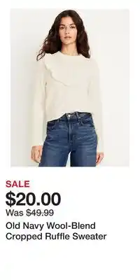 Old Navy Old Navy Wool-Blend Cropped Ruffle Sweater offer