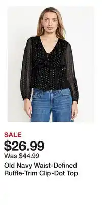 Old Navy Old Navy Waist-Defined Ruffle-Trim Clip-Dot Top offer