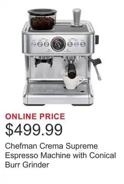 Costco Chefman Crema Supreme Espresso Machine with Conical Burr Grinder offer