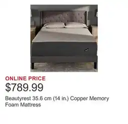 Costco Beautyrest 35.6 cm (14 in.) Copper Memory Foam Mattress offer