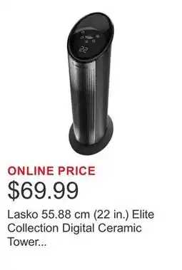 Costco Lasko 55.88 cm (22 in.) Elite Collection Digital Ceramic Tower Space Heater offer