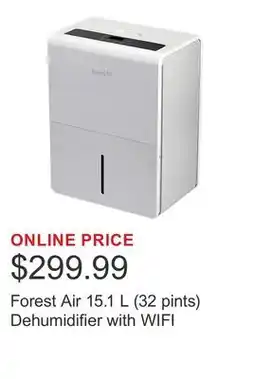 Costco Forest Air 15.1 L (32 pints) Dehumidifier with WIFI offer