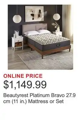 Costco Beautyrest Platinum Bravo 27.9 cm (11 in.) Mattress or Set offer