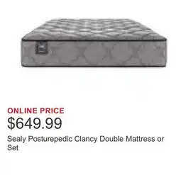 Costco Sealy Posturepedic Clancy Double Mattress or Set offer