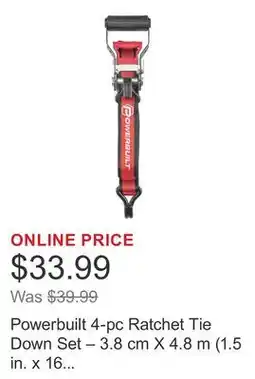 Costco Powerbuilt 4-pc Ratchet Tie Down Set – 3.8 cm X 4.8 m (1.5 in. x 16 ft.) offer