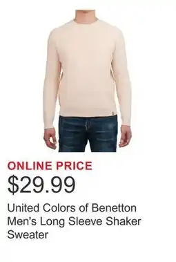 Costco United Colors of Benetton Men's Long Sleeve Shaker Sweater offer