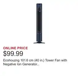 Costco Ecohouzng 101.6 cm (40 in.) Tower Fan with Negative Ion Generator and Aromatherapy Box offer