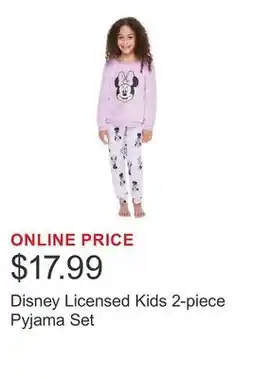 Costco Disney Licensed Kids 2-piece Pyjama Set offer