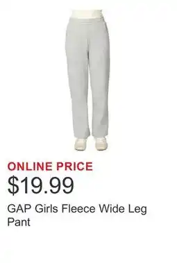 Costco GAP Girls Fleece Wide Leg Pant offer